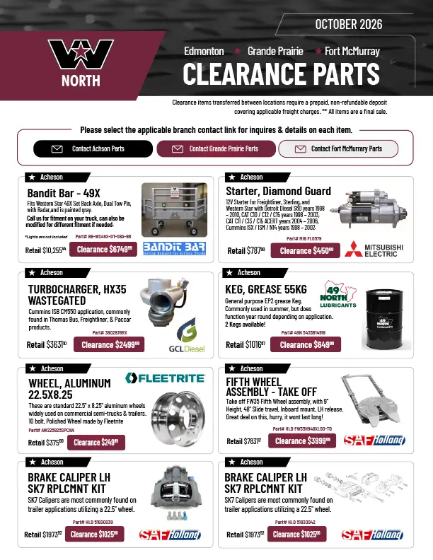 Western Star Trucks North October Service Deals