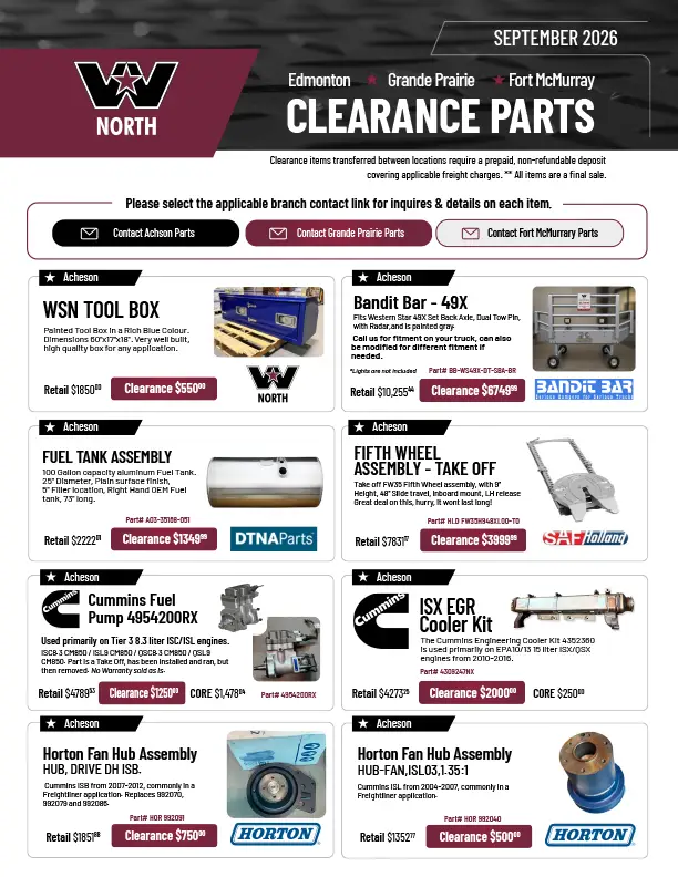 Western Star Trucks North Clearance Parts Flyer Thumbnail
