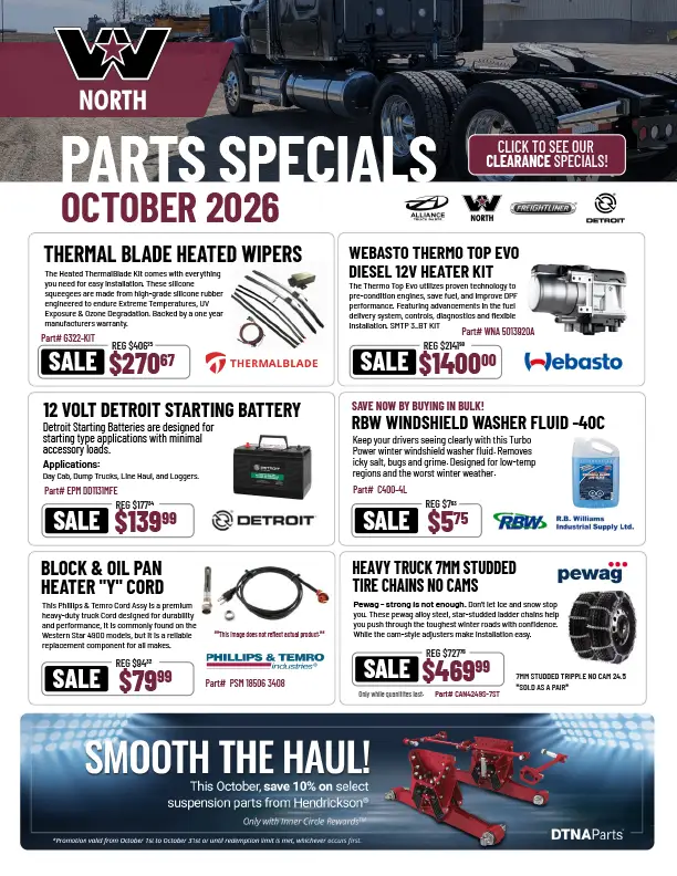 Western Star Trucks North Parts Specials October