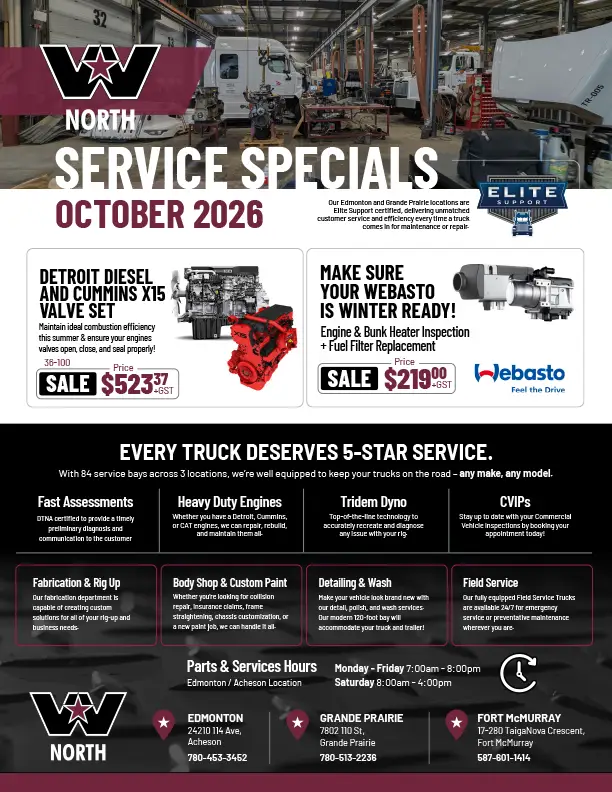 Western Star Trucks North October Service Deals